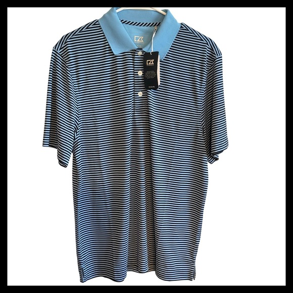 Cutter & Buck Other - NWT Cutter & Buck Men's Blue & Gray Striped CB DryTec Polo Shirt Size M